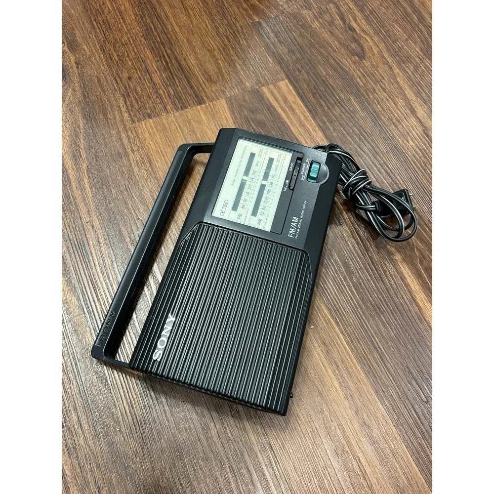 Vintage‎ Sony ICF-24 FM/AM 2 Band Portable Radio Model Tested 2 Way Power AC/DC